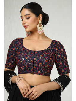 Soch - Womens Navy Blue Georgette Embroidered Sequins Blouse