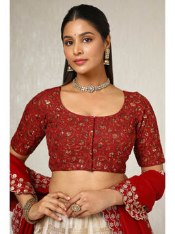 Soch - Womens Maroon Georgette Embroidered Sequins Blouse