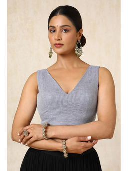 Soch - Womens Grey Jute Textured Blouse