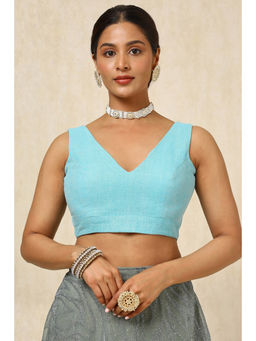 Soch - Womens Powder Blue Jute Textured Blouse