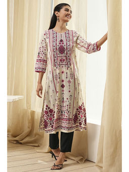 Biba - Women Pink Printed Straight Kurta