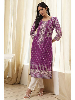Biba - Women Purple Straight Kurta