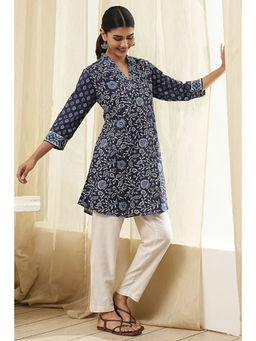 Biba - Women Navy Blue Straight Kurti