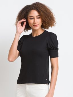 Spykar - Black Cotton Blend Plain Casual T-shirt For Women