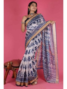 Isadora Life - Womens Printed Multi-Color Pre-Draped Saree With Unstitched Blouse