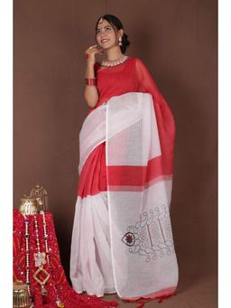 Isadora Life - Womens Colorblock Woven Multi-Color Pre-Draped Saree With Unstitched Blouse
