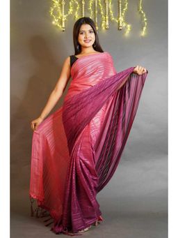 Isadora Life - Womens Ombre Tassels Pink Pre-Draped Saree With Unstitched Blouse