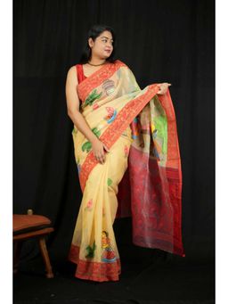 Isadora Life - Womens Printed Multi-Color Pre-Draped Saree With Unstitched Blouse