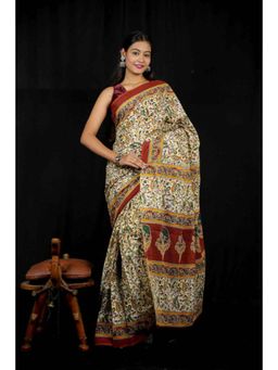 Isadora Life - Womens Paisley Printed Multi-Color Pre-Draped Saree With Unstitched Blouse