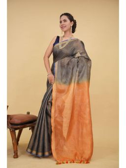 Isadora Life - Womens Ombre Tassels Multi-Color Pre-Draped Saree With Unstitched Blouse