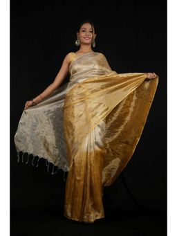 Isadora Life - Womens Ombre Zari Multi-Color Pre-Draped Saree With Unstitched Blouse