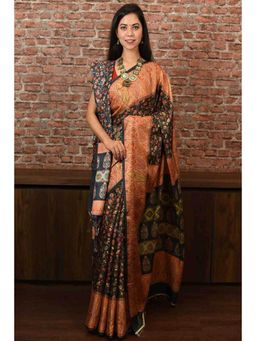 Isadora Life - Womens Floral Multi-Color Pre-Draped Saree With Unstitched Blouse And Shawl