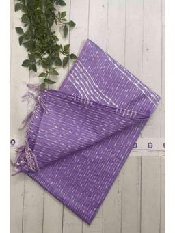 Isadora Life - Womens Printed Stripes Purple Pre-Draped Saree With Unstitched Blouse