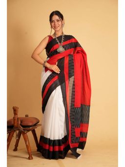 Isadora Life - Womens Colorblock Printed Multi-Color Pre-Draped Saree With Unstitched Blouse