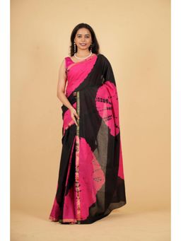 Isadora Life - Womens Printed Multi-Color Pre-Draped Saree With Unstitched Blouse