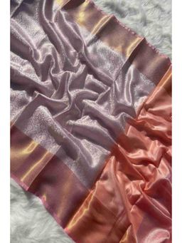 Isadora Life - Womens Woven Zari Lavender Pre-Draped Saree With Unstitched Blouse