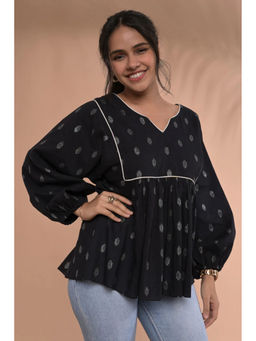 Tanoti - Black Saaz Balloon Sleeve Top