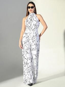 SHOWOFFFF - Women White Printed Jumpsuit