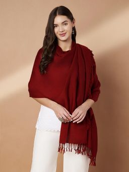 Zamour - Women Plain Maroon Woolen Stole