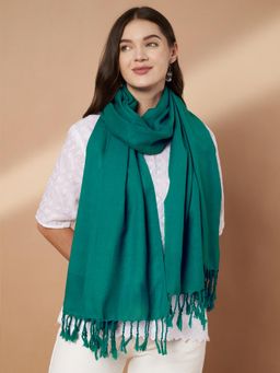 Zamour - Women Plain Sea Green Woolen Stole