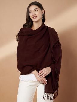 Zamour - Women Plain Maroon Woolen Stole