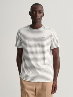 GANT - Men Grey Stripes Striped T-Shirt