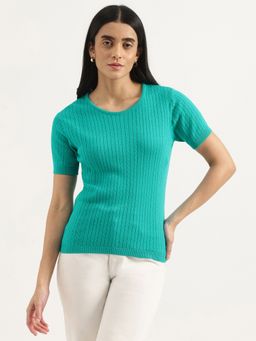 United Colors of Benetton - Teal Regular Self Design Top