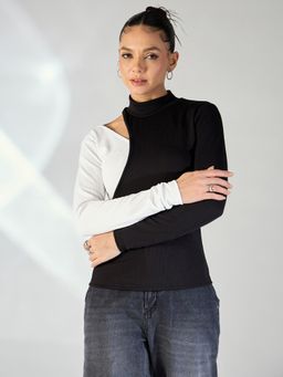 Uptownie - Black Dual Tone Cutout Top