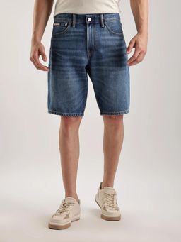 Calvin Klein - Blue Regular Fit Solid Mid Rise Shorts