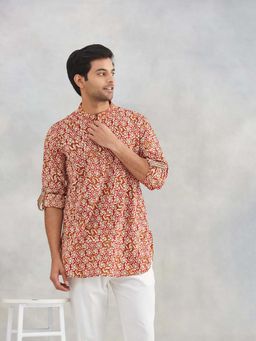 Fabindia - Rust Printed Regular Fit Kurta