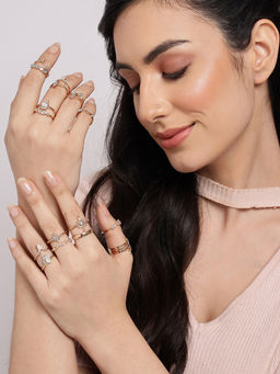 Sohi - Women Gold Plated Rings (Pack of 15)