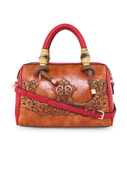 ESBEDA - Red Color Floral Embossed Textrued Design Handbag For Women