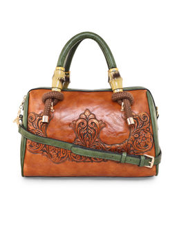 ESBEDA - Green Color Floral Embossed Textured Design Handbag For Women