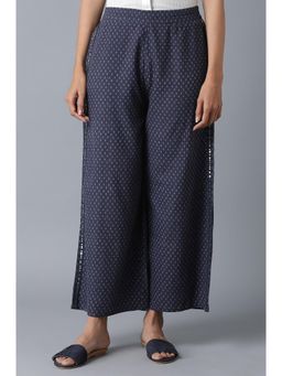 Folksong - Dark Blue Parallel Pants All Over Buti Light Festive Regular Fit