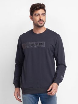 Spykar - Slate Grey Cotton Full Sleeve Round Neck Sweatshirt for Men