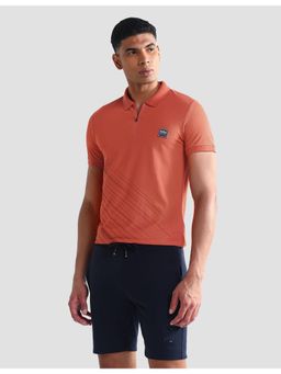 U.S. POLO ASSN. - Printed Orange Half Sleeves Collar Neck Polo T-Shirt