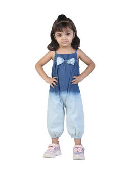 Budding Bees - Girls Blue Jumpsuit with Ombre Effect And Attached Bow