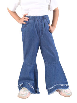 Budding Bees - Girls Blue Denim Jeans with Stylish Raw Edge