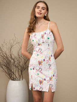 KASSUALLY - Printed Strappy Bodyfitted Mini Dress