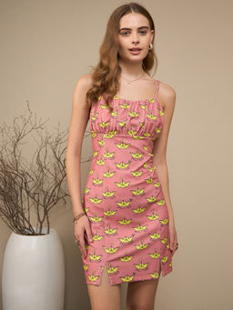 KASSUALLY - Printed Strappy Bodyfitted Mini Dress