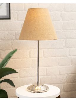 Homesake - Chrome 13" Metal Table Lamp Jute Cone