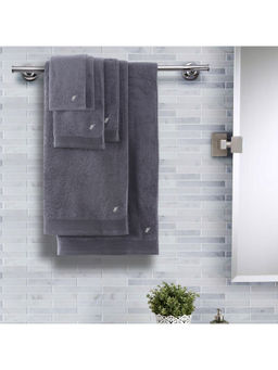 Maspar - Colorart 550GSM Embedded Stripe Solid Pewter Towels (Set of 6)