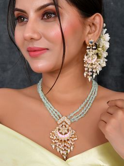 DASTOOR - Womens Gold Plated Elegant Pastle Necklace Set