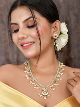 DASTOOR - Womens Gold Plated Elegant Simple Necklace Set