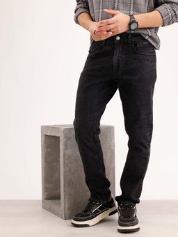 WROGN - Men Black Slim Fit Washed Denim Jeans