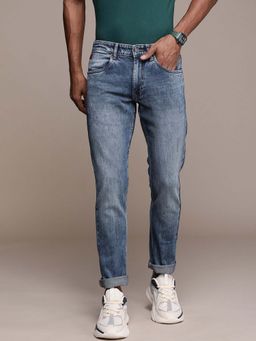 WROGN - Men Blue Low Distress Heavy Fade Denim Jeans