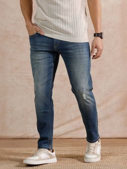 WROGN - Men Blue Solid Heavy Fade Skinny Jeans