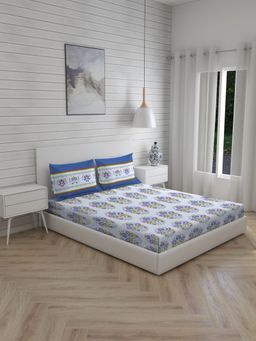 Layers - Uphaar Cotton 140 TC Double Bedsheet - Blue (Set of 3)