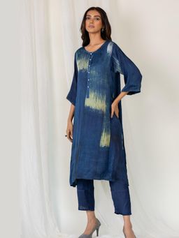 Silai Studio - Blue Modal Silk Solid Pants