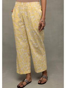 Sutra Art of Clothing - Yellow Pure Cotton Hand Block Printed Relaxed Pant